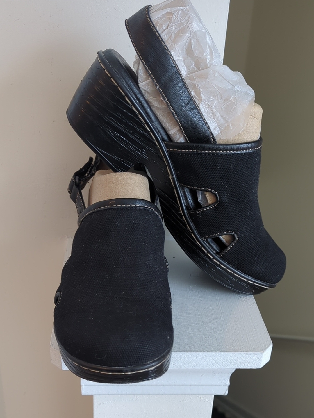 b.o.c. Black Slip-On Clog Mules with Back Strap